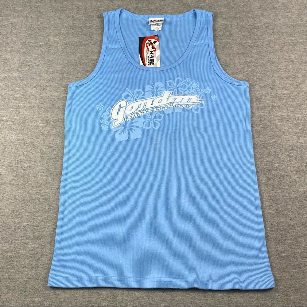 Jeff Gordon Chase Authentics Womens Hawaiian Flowers Blue Tank Top Size XXL NWT